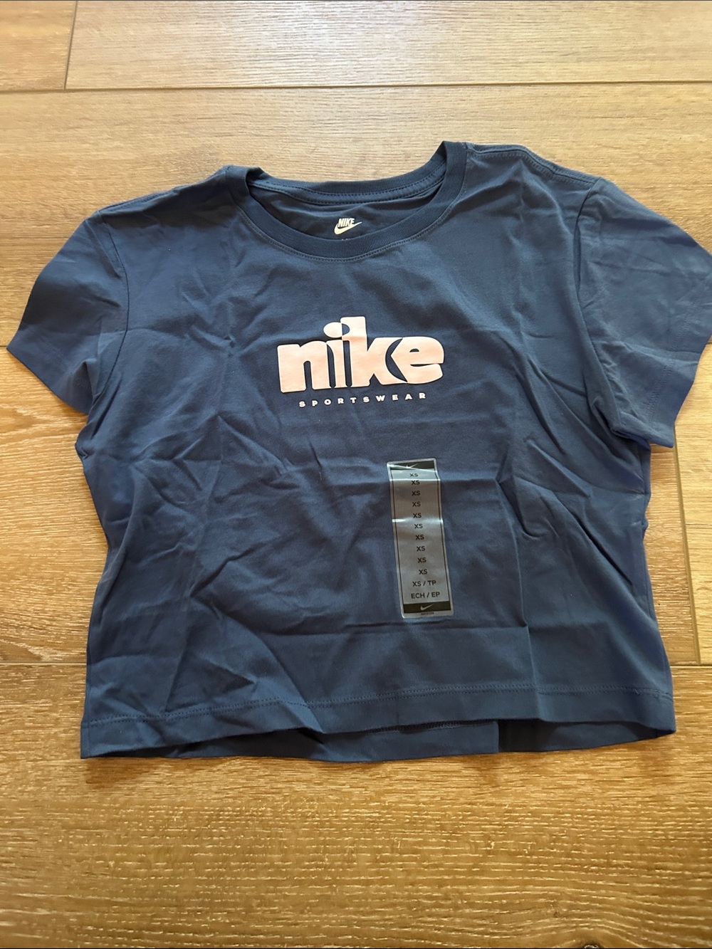 Nike Kids Navy Blue Tee with Pink Logo NWT